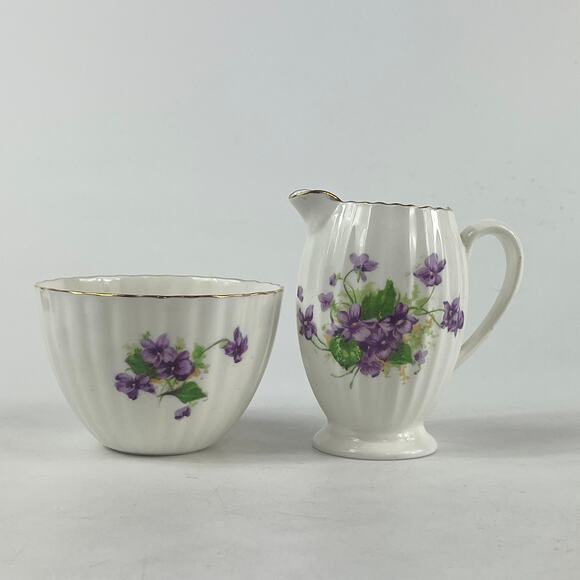 Radfords Other - Vintage Radfords Bone China Creamer Sugar Bowl Set Purple Violets Floral England